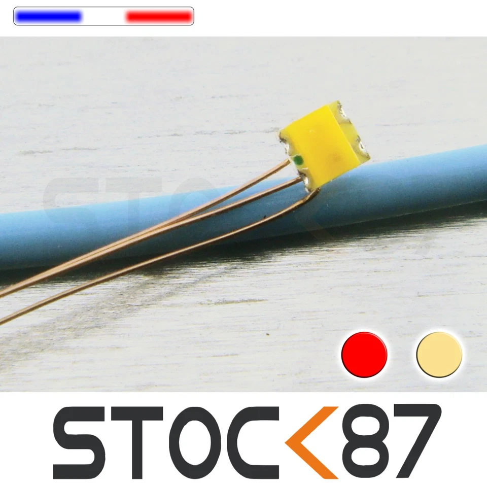 C198# 5 à 20 LED CMS pré-câblé bi-couleur 0605 rouge - blanc chaud - fil émaillé