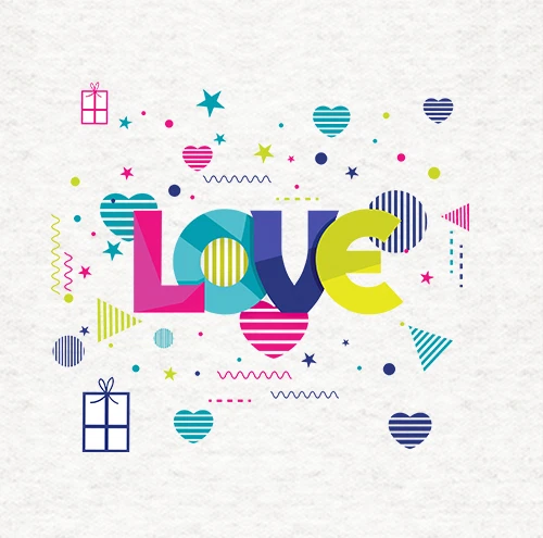 MOONLAKE FABRICS Valentinstag - Liebe Worte - Stoff Basteln Paneele in 100% Baumwolle oder Polyester