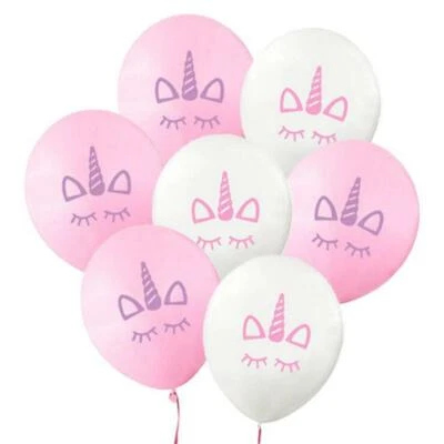 5 PIEZAS Globos de Látex de 10" Unicornio Cumpleaños Fiesta Decoraciones Niñas Rosa Mágico Foto 1 de 2
