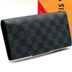 Louis Vuitton Damier Graphite Porte Feuille Brazza Long Bifold Wallet Black Men - Picture 1 of 8