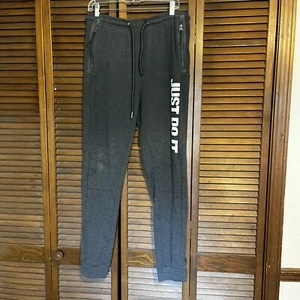 Nike Jogginghose Herren Large Grau Just Do It Slim Trainingshose 32 x 30 Reißverschlusstaschen - Bild 1 von 11