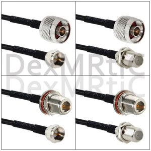 N type Male Female to F Plug Jack Pigtail Cable Adapter RG174 20cm for WIFI NEW - Picture 1 of 6