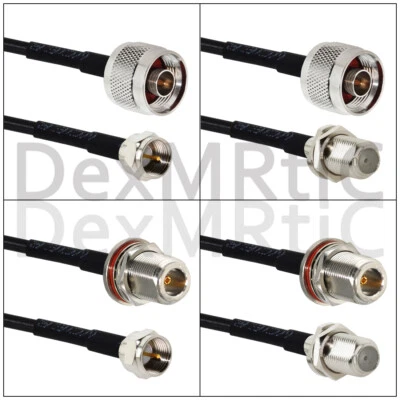 N type Male Female to F Plug Jack Pigtail Cable Adapter RG174 20cm for WIFI NEW - Image 1 of 4