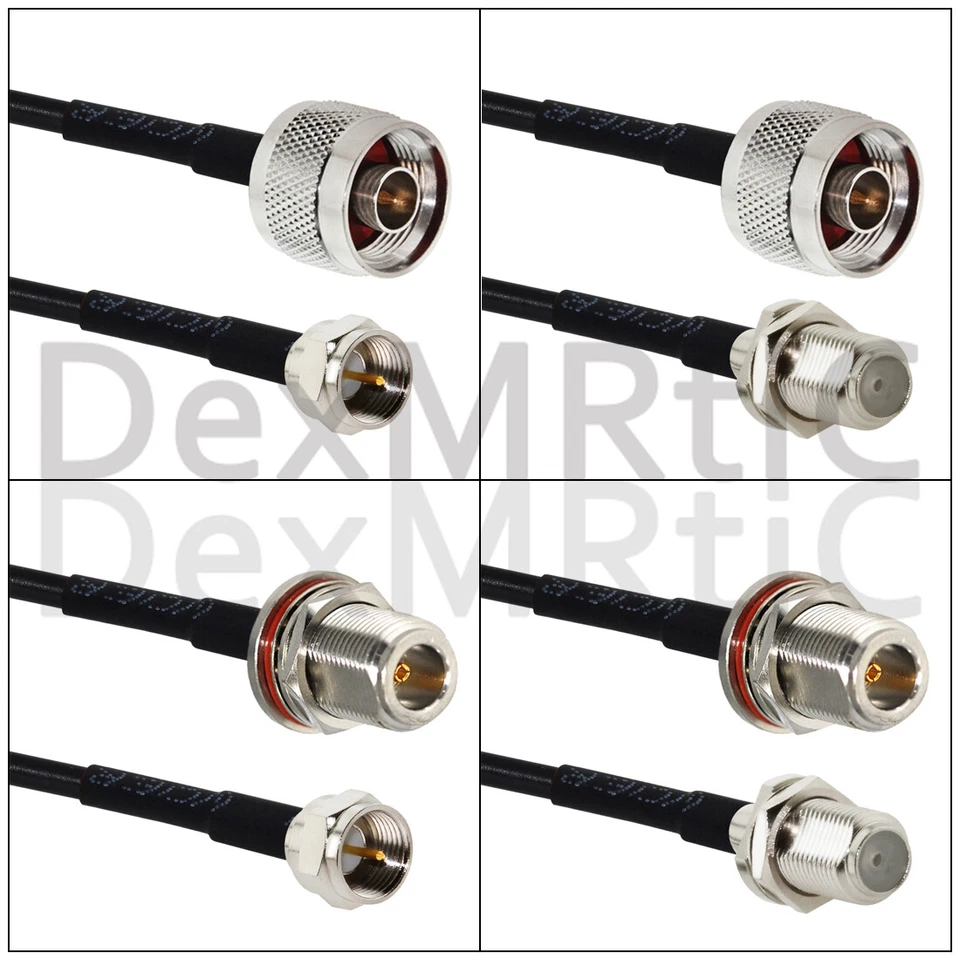 N type Male Female to F Plug Jack Pigtail Cable Adapter RG174 20cm for WIFI NEW - Image 1 of 4