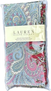 NIP Ralph Lauren Bridgette Paisley Red Set of Four Cloth Napkins, 20x 20 New 4 - Picture 1 of 2