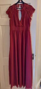Beautiful Dark Red Maxi Dress Prom Occasion Size 12 BOOHOO