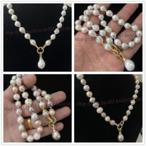 14" 18" 20" 24" Groß 10-11mm Südsee Barock Edison Perle Perlen Anhänger Halskette - Bild 1 von 22