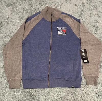 Nuevo con etiquetas NY Rangers '47 Marca NHL Cremallera Completa Suéter Chaqueta de Pista Mediana Centenario Nuevo Foto 1 de 4