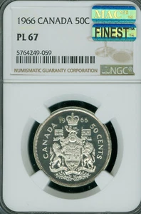 1966 CANADA 50 CENTS NGC PL67 PQ 2ND FINEST GRADED MAC SPOTLESS . - Picture 1 of 2