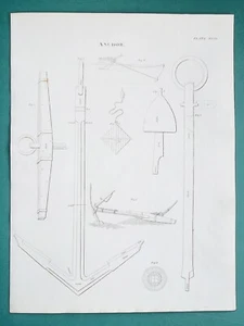 SHIPS ANCHORS - c1810 Antique Print - Picture 1 of 1
