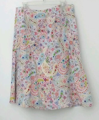 Falda Orvis Para Mujer Talla Mediana Colorida Estampado Paisley Forrada Pull-on Usada  Foto 1 de 4