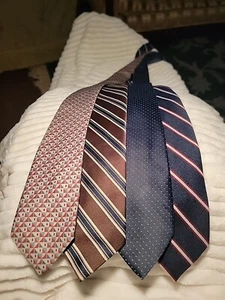 4 Vintage Polyester Krawatten Herren gestreift Punkte klassisch Top Zustand - Bild 1 von 8