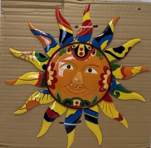 Sun Face Metal Wall Art Sculpture Colorful 12" Indoor/Outdoor Hanging Decor New - Picture 1 of 4