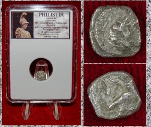 Ancient Coin PHILISTIA Helmeted Athena and Owl Silver Obol Rare Type of Owl Coin - Picture 1 of 4