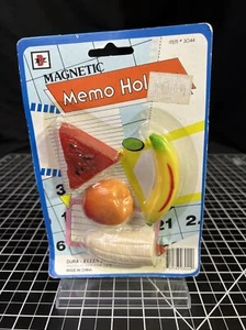 4 Porta Memo Magnetici Frutta Vintage Anguria Pesca Banana NOS - Foto 1 di 8