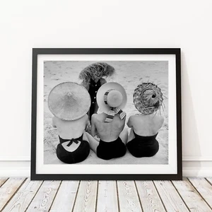 Vintage Photo - 1950's Women on the Beach Ocean Art Home Decor, Bar Art - Picture 1 of 1