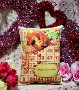 Primitive FarmHouse Shabby Victorian Vintage Valentine Cupid Pillow - Picture 1 of 1