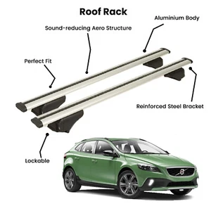 2 Pcs Silver Cross Bars for  VOLVO V40 HB 5D 2012-2019 - Picture 1 of 8