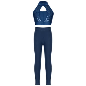 Kids Girls Sweatsuit Racer Crop Top With Pants Active Tracksuit Class Vacation - Picture 1 of 54
