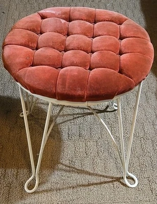 "Silla taburete tocador de hierro forjado retorcido MCM Hollywood Regency años 60 vintage 16""" Foto 1 de 4