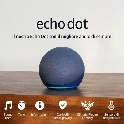 ECHO DOT (Ultimo modello) Altoparlante con ALEXA Wi-Fi e Bluetooth, BLU NOTTE - Immagine 1 di 4