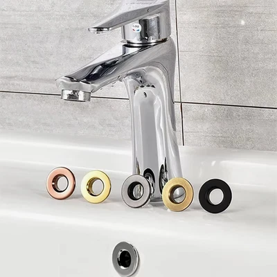 NEW UP5X Bathroom Basin Ceramic Sink Hole Overflow Cover Chromed Trim - Image 1 of 4