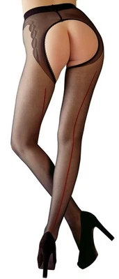 COTTELLI LEGWEAR Sexy Strumpfhose Ouvert Damen – offen im Schritt, Ziernaht - Cottelli edel sexy