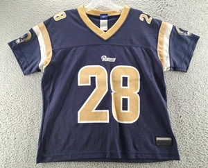 VINTAGE NFL Reebok Rams Jersey Womens Medium Blue Gold Marshall Faulk #28 90s - Picture 1 of 12