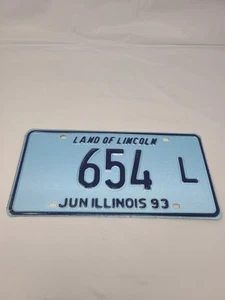 1993 ILLINOIS 654 L -  LICENSE Plate Land of Lincoln Blue Color USA - Picture 1 of 2