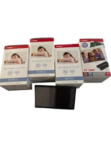 Canon Selphy CP KP-108IN Lot (2 Sealed, 2 Open/New) + PCC-CP400 Tray 4x6” - Afbeelding 1 van 7