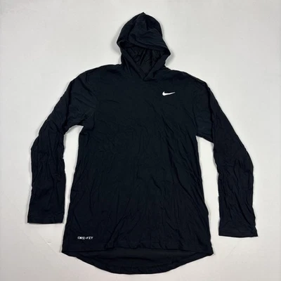 Nike Shirt Mens Small Black Dri FIT Hooded Stretch Athletic Training Sportswear - Image 1 of 4