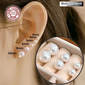 Pendientes de perlas de plata esterlina 925 para mujeres damas niñas joyas regalo Reino Unido NUEVO - Imagen 1 de 6