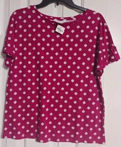 Camiseta para mujer Liz Claiborne Roll Tab talla S Berry nueva con etiquetas - Imagen 1 de 4