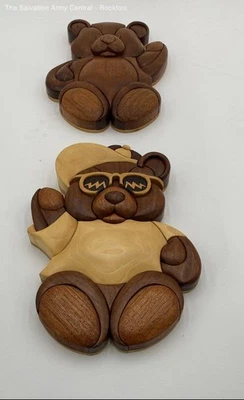 Hand Crafted By Jack Fritchtnitch Brown Home Decorative Wall Hanging Bear Lot 2 - Image 1 of 4