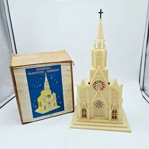Raylite Electric Corp. Lighted Musical Church Figurine Plays Silent Night in Box - Picture 1 of 9