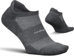Feetures Running Socks Cushioned No-Show Tab Breathable Anti-Blister - Grey - M - Picture 1 of 6