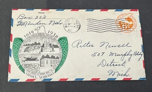1938 MINDEN NEBRASKA MACHINE CANCEL NAMW HAND COLORED ! NATIONAL AIR MAIL WEEK ! - Picture 1 of 2