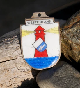 VINTAGE HAND MADE ENAMEL KEYCHAIN # WESTERLAND SYLT GERMANY - Bild 1 von 2