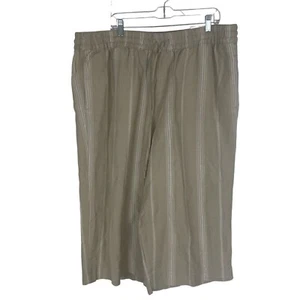 NWT Lane Bryant linen wide leg cropped pants tan stripe drawstring Size 22/24 - Picture 1 of 9
