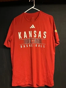 Adidas Kansas Basketball Kurzarm rot Aeroready T-Shirt Large - Bild 1 von 5