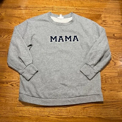 Ingrid Isabel Sweater Womens XL Gray MAMA Spellout Pullover Crewneck Embroidered - Image 1 of 4