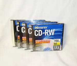 4 High Speed Memorex CD-RW Discs 12X 700 MB Blank Media - Picture 1 of 3