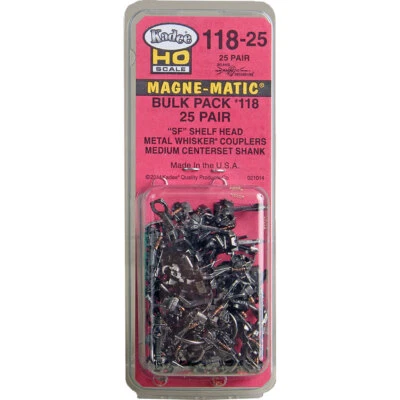Kadee #118-25 Bulk Pack (25 Pr) #118 SF Shelf Whisker Metal Couplers Md 9/32" HO - Image 1 of 4