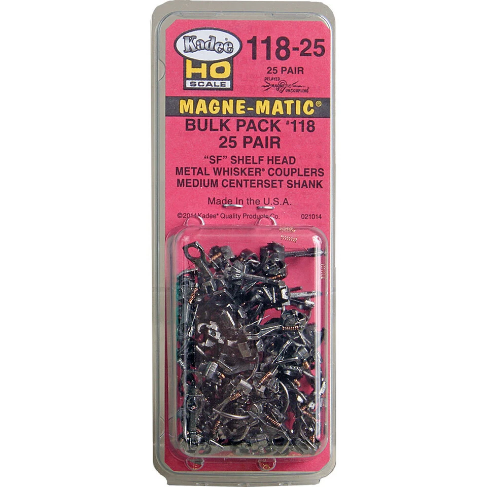 Kadee #118-25 散装包装(25 Pr)#118 SF 搁板威士忌金属耦合器 Md 9/32 HO — 第 1/4 张图片