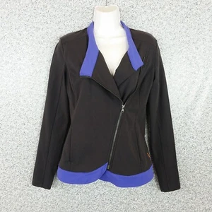 Lucy Damen Jacke Größe PS grau mit lila Besatz Stretch diagonale Reißverschlusstaschen - Bild 1 von 5