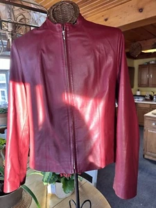 Red/Leather Jacket Vera Pelle Woman's Italian Size 50 (Italian) size Lg (US) - Picture 1 of 8