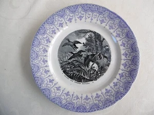 ANCIENNE ASSIETTE SARREGUEMINES SUR LA CHASSE N° 9 - CHASSE AUX CANARDS SAUVAGES - Imagen 1 de 3