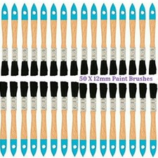 50 x 12mm 1/2inch Disposable Paint Painting Brush Brushes PURE BRISTLES Economy