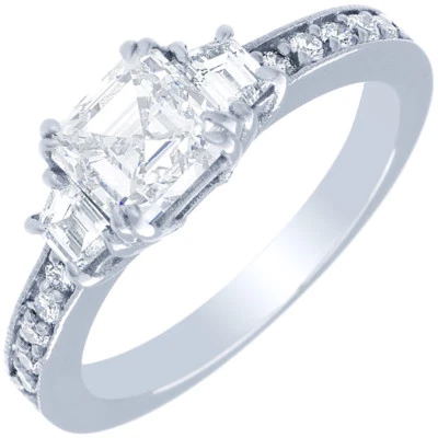 GIA Certified 2.00 Carat Diamond Engagement Ring Asscher Cut 18k White Gold - Изображение 1 из 4