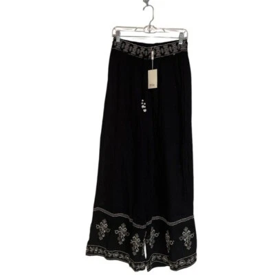 全新带标签 $88 ELIE TAHARI All Over 刺绣棉串珠领带阔腿裤小号 — 第 1/4 张图片